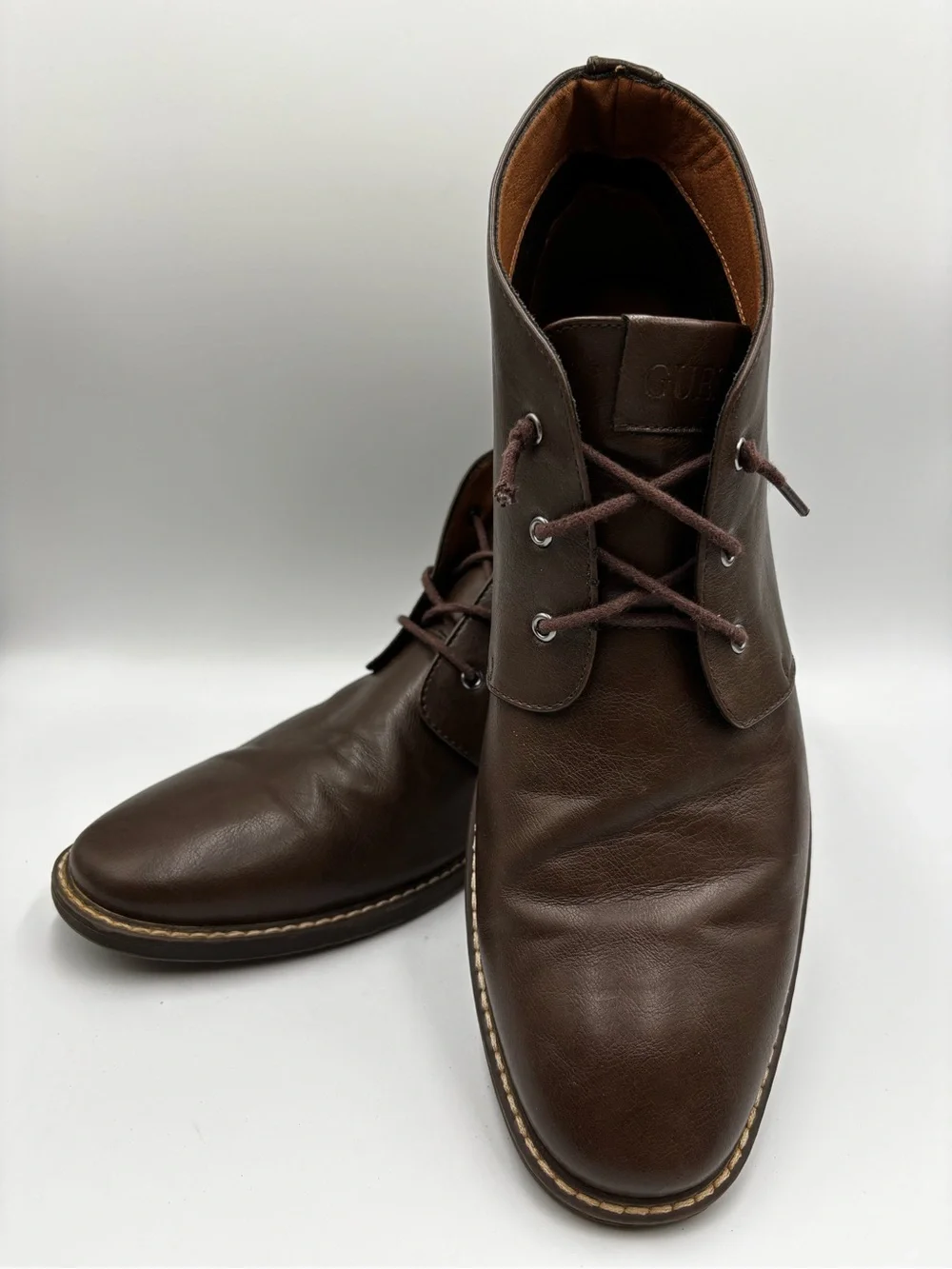 Guess Men's Joey Casual Chukka Ankle Boots Brown Faux Leather Size 12